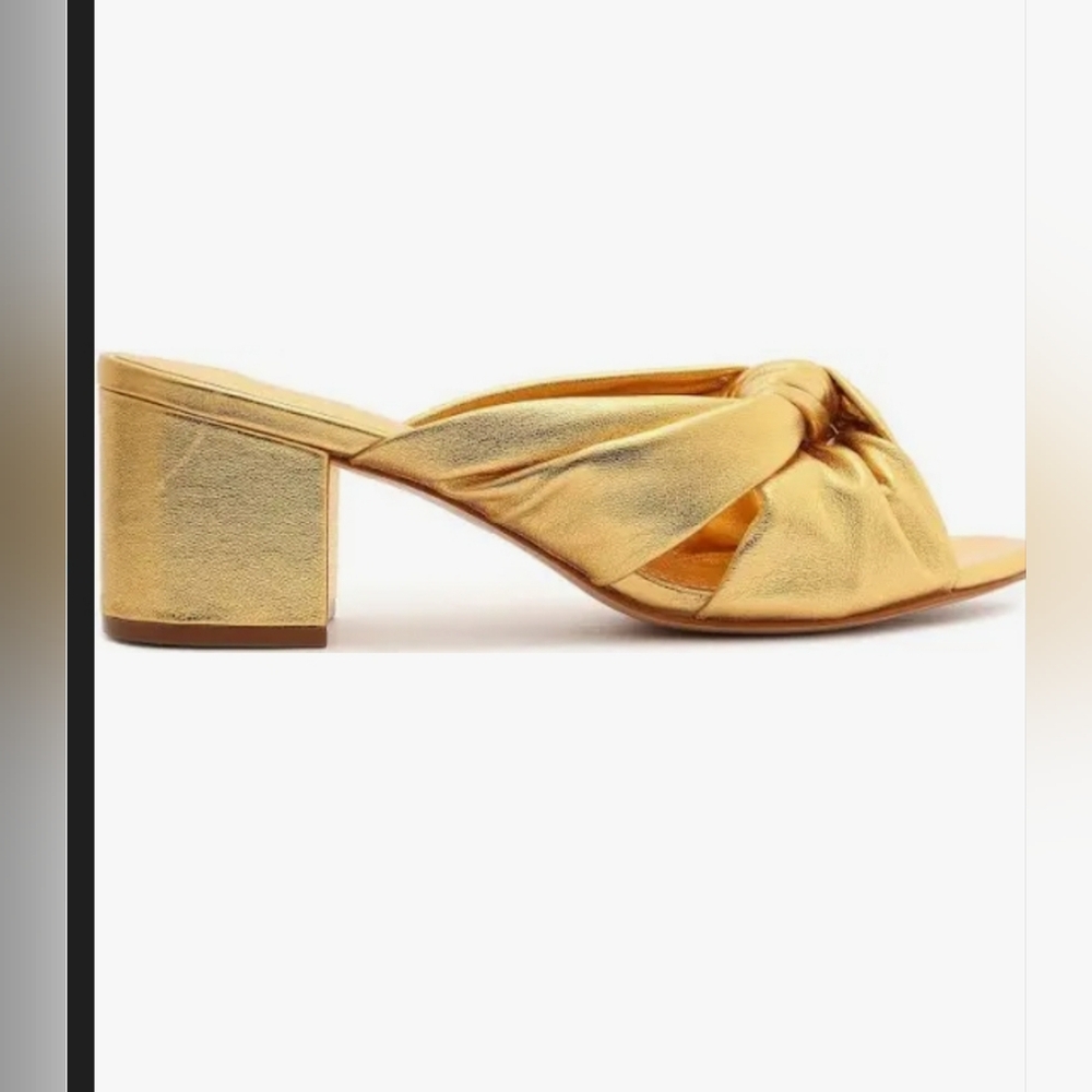 Schutz Mindy Block Heel - Gold Leather (NWT)